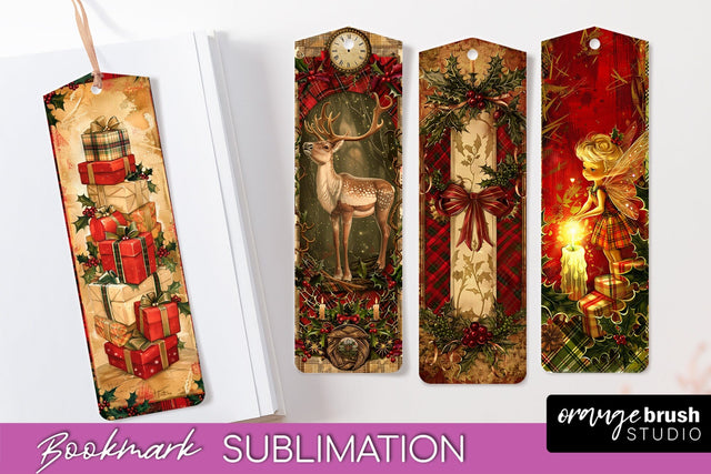Vintage Christmas Bookmark - Retro Christmas Bookmarks PNG Sublimation OrangeBrushStudio 