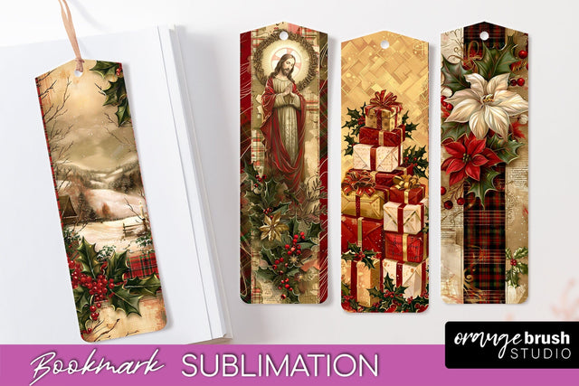 Vintage Christmas Bookmark - Retro Christmas Bookmarks PNG Sublimation OrangeBrushStudio 