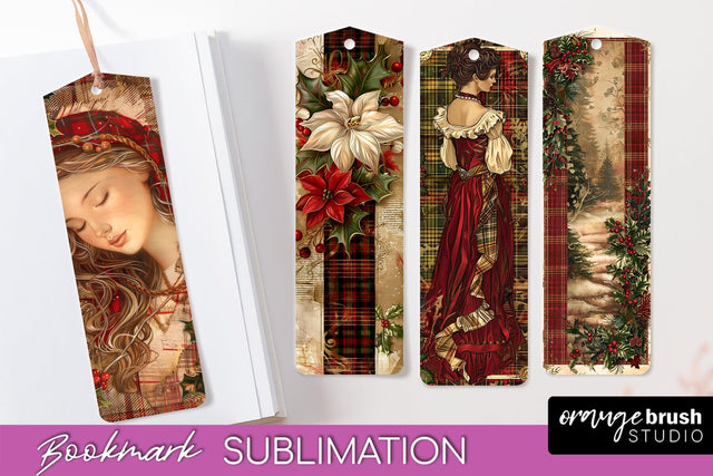 Vintage Christmas Bookmark - Retro Christmas Bookmarks PNG Sublimation OrangeBrushStudio 