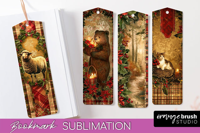 Vintage Christmas Bookmark - Retro Christmas Bookmarks PNG Sublimation OrangeBrushStudio 