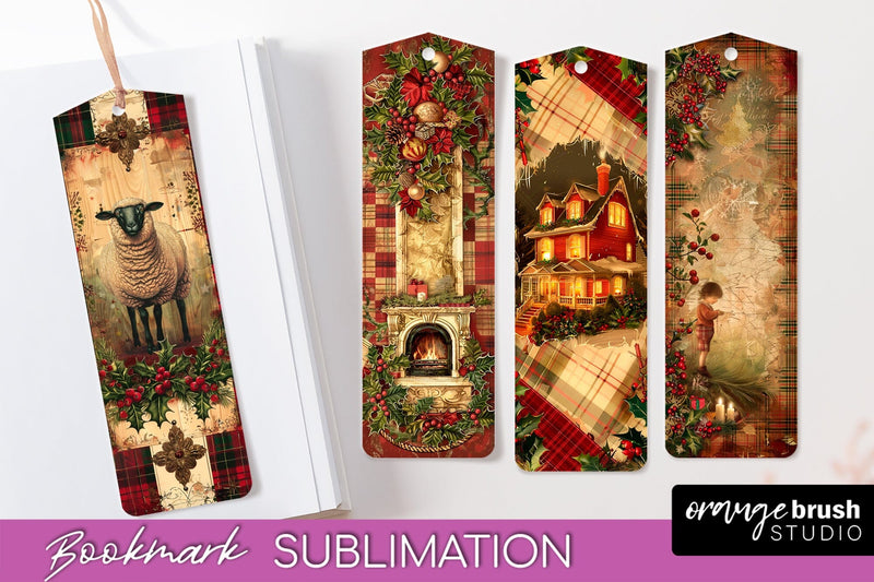 Vintage Christmas Bookmark - Retro Christmas Bookmarks PNG Sublimation OrangeBrushStudio 