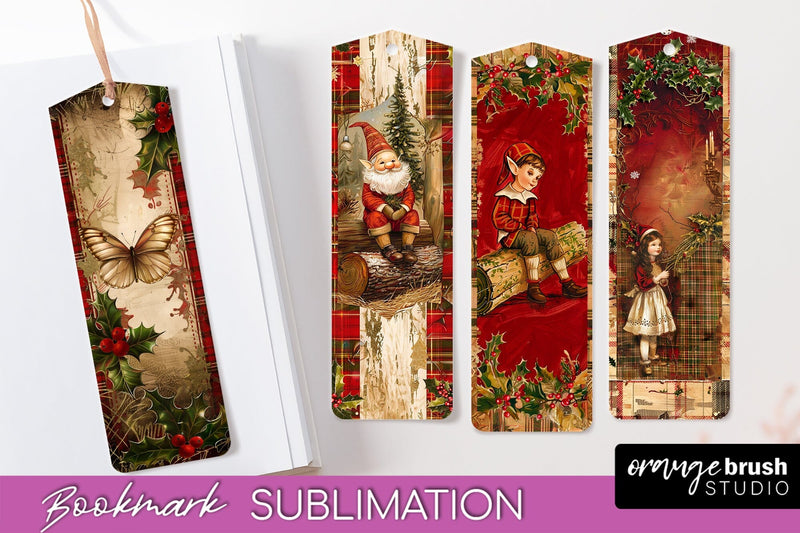 Vintage Christmas Bookmark - Retro Christmas Bookmarks PNG Sublimation OrangeBrushStudio 