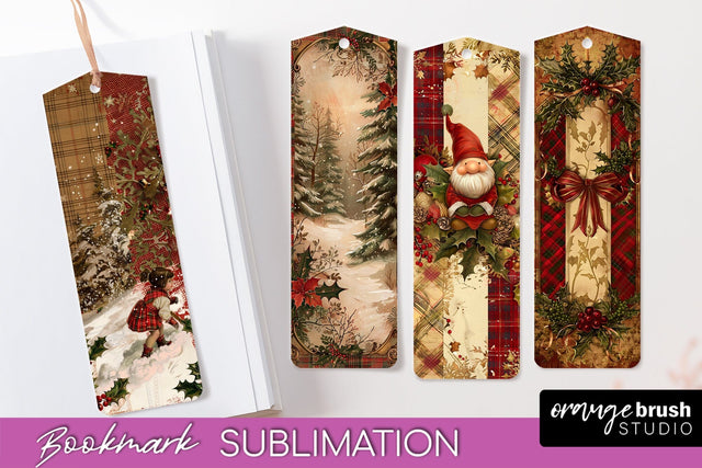 Vintage Christmas Bookmark - Retro Christmas Bookmarks PNG Sublimation OrangeBrushStudio 