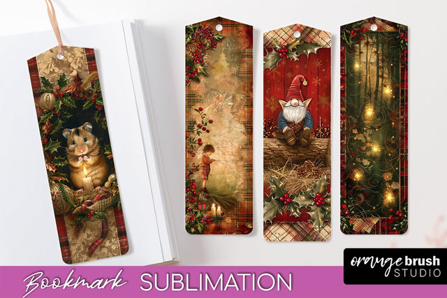 Vintage Christmas Bookmark - Retro Christmas Bookmarks PNG Sublimation OrangeBrushStudio 