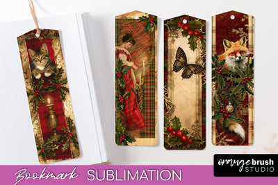 Vintage Christmas Bookmark - Retro Christmas Bookmarks PNG Sublimation OrangeBrushStudio 