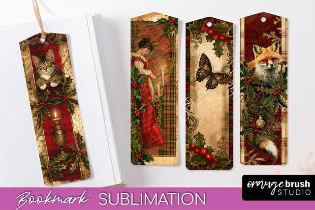 Vintage Christmas Bookmark - Retro Christmas Bookmarks PNG Sublimation OrangeBrushStudio 