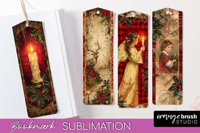 Vintage Christmas Bookmark - Retro Christmas Bookmarks PNG Sublimation OrangeBrushStudio 