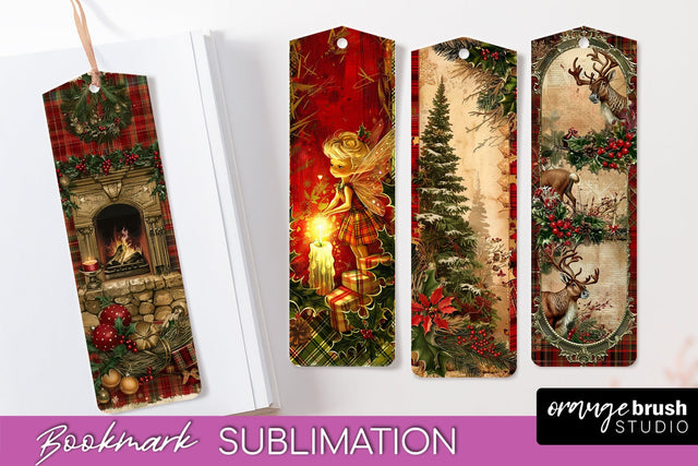 Vintage Christmas Bookmark - Retro Christmas Bookmarks PNG Sublimation OrangeBrushStudio 
