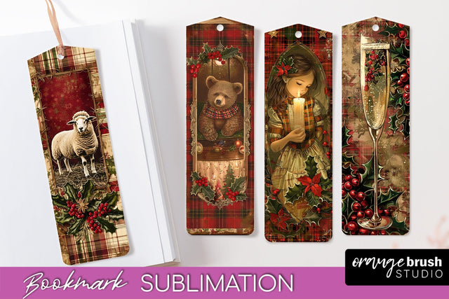 Vintage Christmas Bookmark - Retro Christmas Bookmarks PNG Sublimation OrangeBrushStudio 