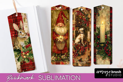Vintage Christmas Bookmark - Retro Christmas Bookmarks PNG Sublimation OrangeBrushStudio 