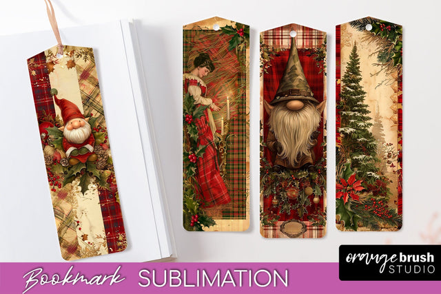 Vintage Christmas Bookmark - Retro Christmas Bookmarks PNG Sublimation OrangeBrushStudio 