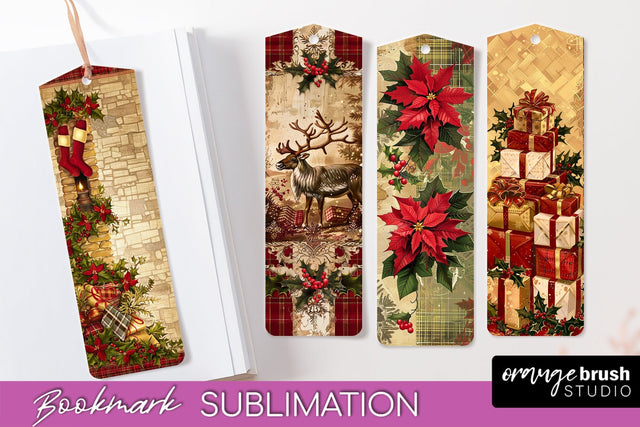 Vintage Christmas Bookmark - Retro Christmas Bookmarks PNG Sublimation OrangeBrushStudio 