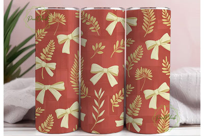 Vintage Christmas Bows 20oz Tumbler Wrap Sublimation PixelChick 