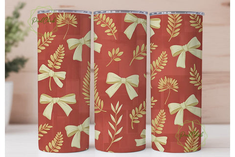 Vintage Christmas Bows 20oz Tumbler Wrap Sublimation PixelChick 