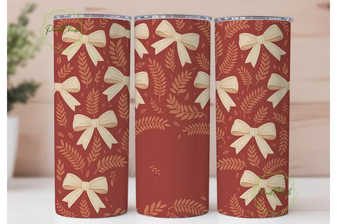 Vintage Christmas Bows 20oz Tumbler Wrap Sublimation PixelChick 