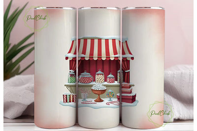 Vintage Christmas Candy Stand Tumbler Sublimation PixelChick 