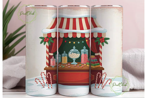 Vintage Christmas Candy Stand Tumbler Sublimation PixelChick 