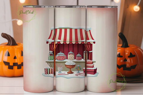 Vintage Christmas Candy Stand Tumbler Sublimation PixelChick 