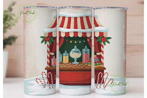 Vintage Christmas Candy Stand Tumbler Sublimation PixelChick 