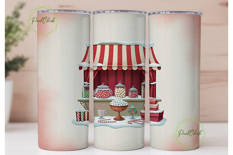 Vintage Christmas Candy Stand Tumbler Sublimation PixelChick 