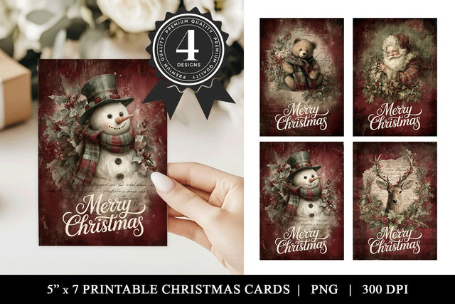 Vintage Christmas Card Bundle | 5x7 Printable Holiday Cards Sublimation BijouBay 