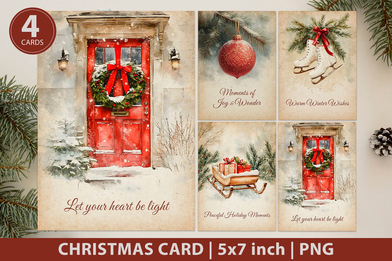 Vintage christmas card printable, holiday card Sublimation KMarinaDesign 