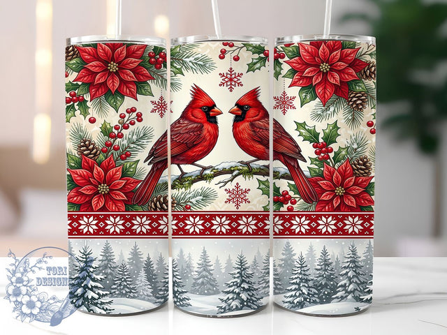 Vintage Christmas Cardinal 20oz Tumbler, Vintage Cardinal, Christmas Cardinal, Cardinal Tumbler, Vintage Christmas, Cardinal Tumbler PNG, Vintage Cardinal PNG, 20oz Tumbler Wrap Sublimation ToriDesigns 