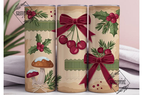 Vintage Christmas Cheer 20oz Tumbler Sublimation sassyprint 