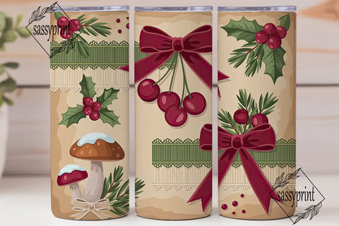 Vintage Christmas Cheer 20oz Tumbler Sublimation sassyprint 