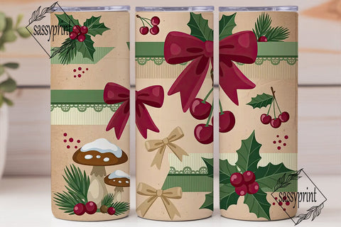 Vintage Christmas Cheer 20oz Tumbler Sublimation sassyprint 
