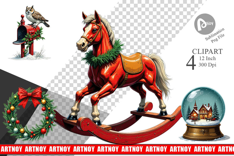 Vintage Christmas Clipart Sublimation artnoy 
