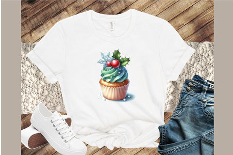 Vintage Christmas Cupcake Clipart Bundle Sublimation designartist 