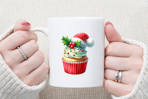 Vintage Christmas Cupcake Clipart Bundle Sublimation designartist 
