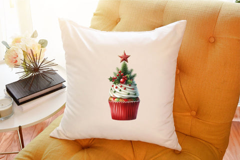 Vintage Christmas Cupcake Clipart Bundle Sublimation designartist 