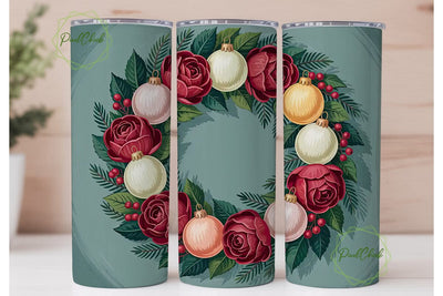 Vintage Christmas Floral 20oz Tumbler Sublimation PixelChick 