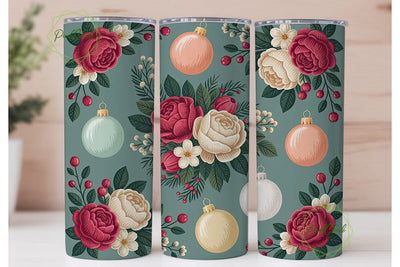 Vintage Christmas Floral 20oz Tumbler Sublimation PixelChick 