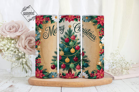 Vintage Christmas Floral 20oz Tumbler Sublimation sassyprint 