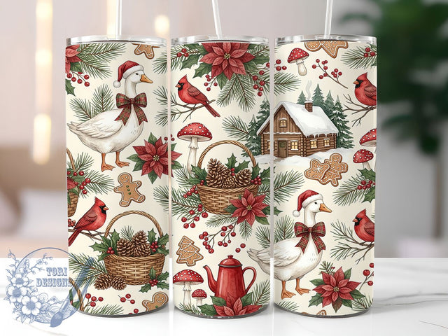Vintage Christmas Geese 20oz Tumbler, Christmas Geese, Vintage Geese PNG, Geese Tumbler PNG, Vintage Xmas Geese, Christmas Geese PNG, Geese Tumbler Wrap, 20oz Tumbler Wrap Sublimation ToriDesigns 