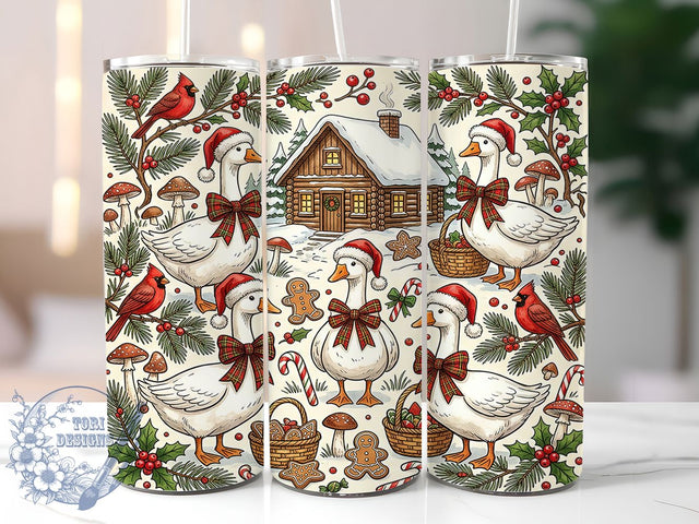 Vintage Christmas Geese 20oz Tumbler, Christmas Geese, Vintage Geese PNG, Geese Tumbler PNG, Vintage Xmas Geese, Christmas Geese PNG, Geese Tumbler Wrap, 20oz Tumbler Wrap Sublimation ToriDesigns 