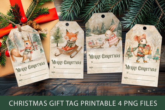 Vintage Christmas gift tags label Sublimation KMarinaDesign 