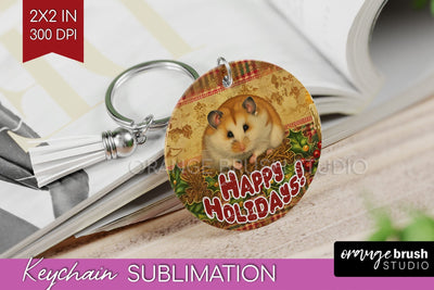 Vintage Christmas Keychain PNG - Xmas Keychain Sublimation Sublimation OrangeBrushStudio 