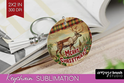 Vintage Christmas Keychain PNG - Xmas Keychain Sublimation Sublimation OrangeBrushStudio 
