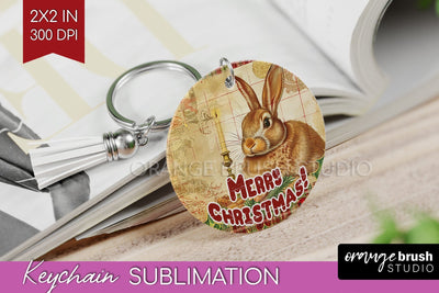 Vintage Christmas Keychain PNG - Xmas Keychain Sublimation Sublimation OrangeBrushStudio 