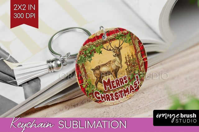 Vintage Christmas Keychain PNG - Xmas Keychain Sublimation Sublimation OrangeBrushStudio 