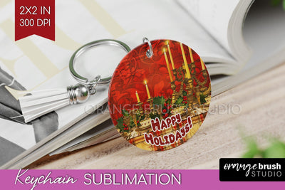 Vintage Christmas Keychain PNG - Xmas Keychain Sublimation Sublimation OrangeBrushStudio 