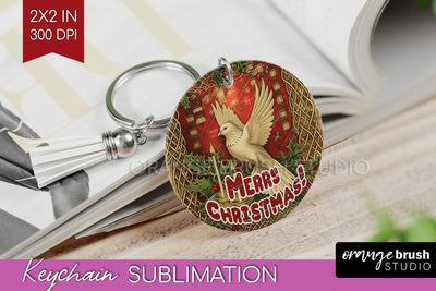 Vintage Christmas Keychain PNG - Xmas Keychain Sublimation Sublimation OrangeBrushStudio 
