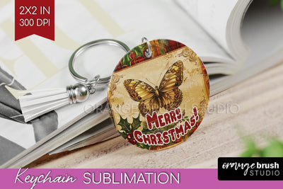 Vintage Christmas Keychain PNG - Xmas Keychain Sublimation Sublimation OrangeBrushStudio 