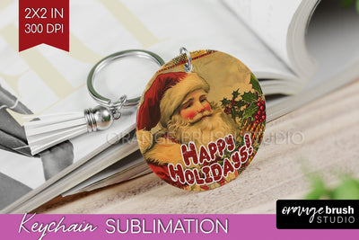 Vintage Christmas Keychain PNG - Xmas Keychain Sublimation Sublimation OrangeBrushStudio 