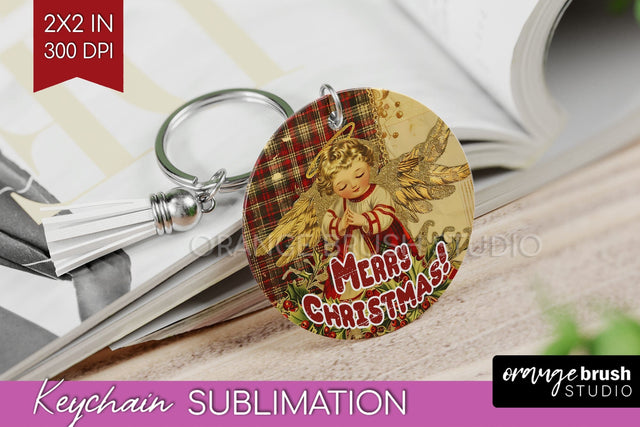 Vintage Christmas Keychain PNG - Xmas Keychain Sublimation Sublimation OrangeBrushStudio 