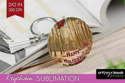 Vintage Christmas Keychain PNG - Xmas Keychain Sublimation Sublimation OrangeBrushStudio 